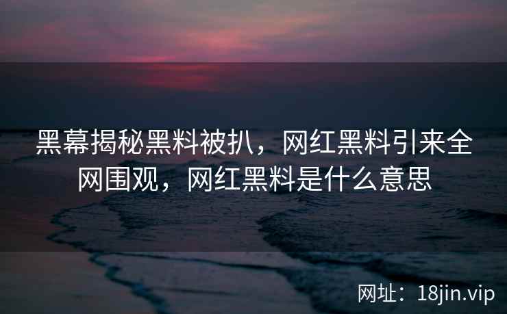 黑幕揭秘黑料被扒，网红黑料引来全网围观，网红黑料是什么意思