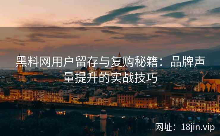 黑料网用户留存与复购秘籍：品牌声量提升的实战技巧