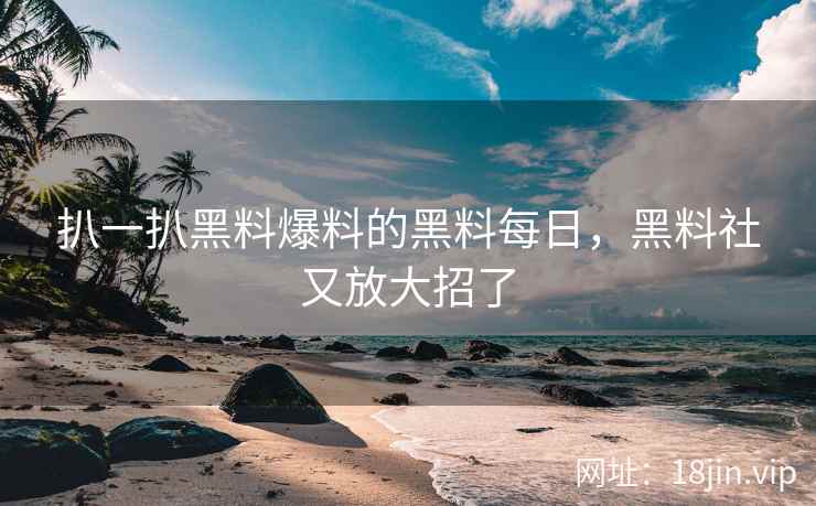 扒一扒黑料爆料的黑料每日，黑料社又放大招了