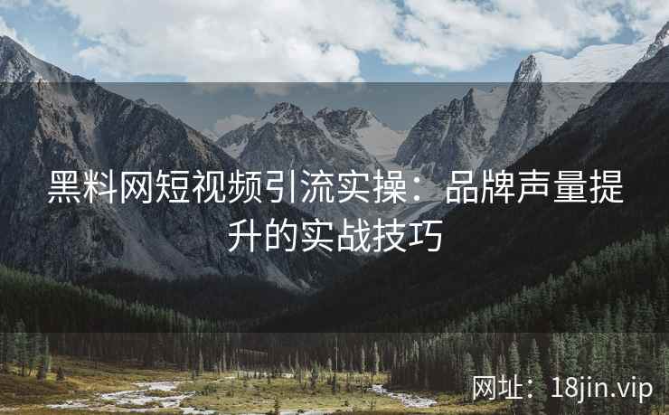 黑料网短视频引流实操：品牌声量提升的实战技巧