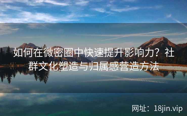如何在微密圈中快速提升影响力？社群文化塑造与归属感营造方法